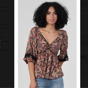 V Neck Twist Front Blouse